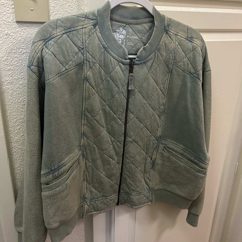 Anthropologie Like-New Pilcro Quilted Bomber Jacket in Turquoise size Sm…